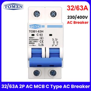 Tomzn 2P AC MCB Circuit breaker C type 230/400V ,32A,63A