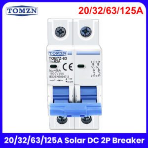 Tomzn 2P DC 1000V Solar Mini Circuit Breaker DC Breaker, Solar Breaker 20A, 32A, 63A