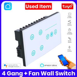 Tuya Smart WiFi 4 gang + Fan Wall Switch US Used Item 40% OFF