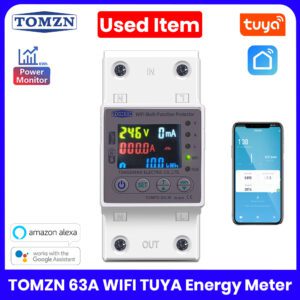 TOMZN 63A WIFI TUYA Energy Meter Kwh Metering Circuit Breaker Timer Used Item 40% OFF