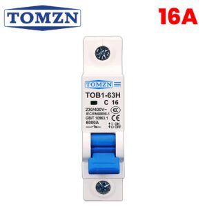 TOMZN 1P AC MCB TOB1-63 C type 230/400V~ 50HZ/60HZ Mini Circuit breaker – Overload & Short Circuit Protection