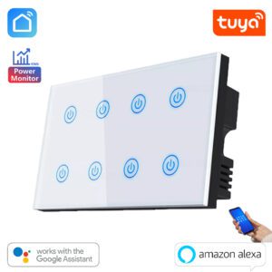 Tuya Smart WiFi 8 Gang Wall Touch Switch Power Meter