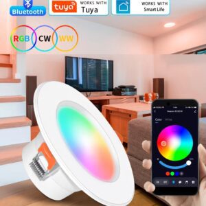 Tuya Bluetooth 10W LED Downlight Smart Dimmable RGB Ceiling Light 85-265V Dimmable RGB