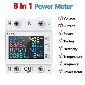 KWS-302 63A 8in1 Power Meter Multi-function Digital Voltmeter Ammeter 170-300V